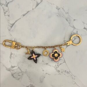 Louis Vuitton Blooming Flowers KeyChain- Gold and Pink Flower Keychain